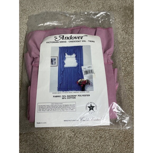 VTG 90s New Retro Pink Andover Crescent Valance 60x16” & 2‎ Ruffled Tiers 28x36” - Picture 6 of 8